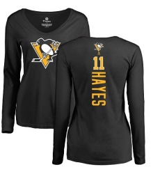 NHL Women's Adidas Pittsburgh Penguins #11 Jimmy Hayes Black Backer Long Sleeve T-Shirt