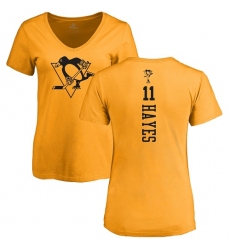 NHL Women's Adidas Pittsburgh Penguins #11 Jimmy Hayes Gold One Color Backer T-Shirt