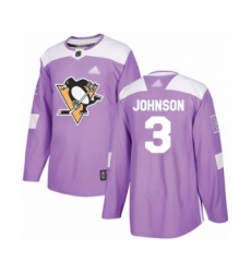 Men's Pittsburgh Penguins #3 Jack Johnson Authentic Purple Fights Cancer Practice Hockey Jersey