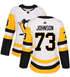 Women's Adidas Pittsburgh Penguins #73 Jack Johnson Authentic White Away NHL Jersey