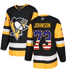 Youth Adidas Pittsburgh Penguins #73 Jack Johnson Authentic Black USA Flag Fashion NHL Jersey