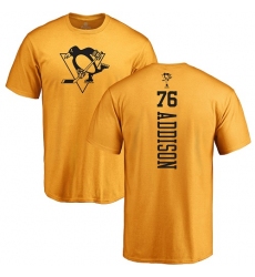 NHL Adidas Pittsburgh Penguins #76 Calen Addison Gold One Color Backer T-Shirt