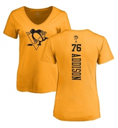 NHL Women's Adidas Pittsburgh Penguins #76 Calen Addison Gold One Color Backer T-Shirt