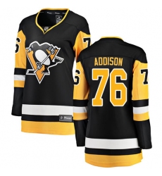 Women's Pittsburgh Penguins #76 Calen Addison Authentic Black Home Fanatics Branded Breakaway NHL Jersey