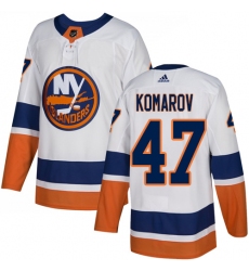 Men's Adidas New York Islanders #47 Leo Komarov Authentic White Away NHL Jersey