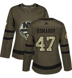 Women's Adidas New York Islanders #47 Leo Komarov Authentic Green Salute to Service NHL Jersey