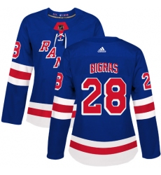 Women's Adidas New York Rangers #28 Chris Bigras Premier Royal Blue Home NHL Jersey