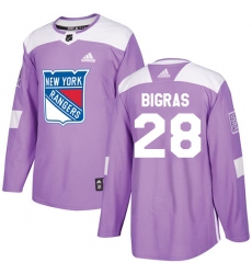 Youth Adidas New York Rangers #28 Chris Bigras Authentic Purple Fights Cancer Practice NHL Jersey