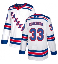 Men's Adidas New York Rangers #33 Fredrik Claesson Authentic White Away NHL Jersey