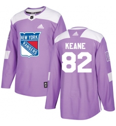 Men's Adidas New York Rangers #82 Joey Keane Authentic Purple Fights Cancer Practice NHL Jersey