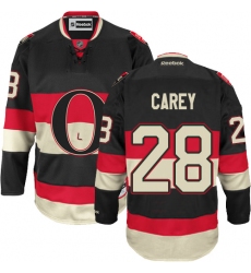Men's Reebok Ottawa Senators #28 Paul Carey Authentic Black Third NHL Jersey