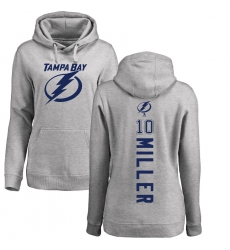 NHL Women's Adidas Tampa Bay Lightning #10 J.T. Miller Ash Backer Pullover Hoodie