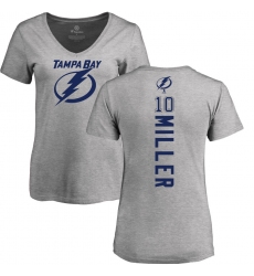 NHL Women's Adidas Tampa Bay Lightning #10 J.T. Miller Ash Backer T-Shirt
