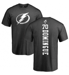 NHL Adidas Tampa Bay Lightning #70 Louis Domingue Charcoal One Color Backer T-Shirt