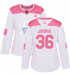 Women's Adidas Toronto Maple Leafs #36 Josh Jooris Authentic White Pink Fashion NHL Jersey