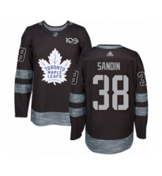 Men's Toronto Maple Leafs #38 Rasmus Sandin Authentic Black 1917-2017 100th Anniversary Hockey Jersey