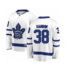 Men's Toronto Maple Leafs #38 Rasmus Sandin Authentic White Away Fanatics Branded Breakaway Hockey Jersey