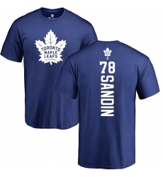 NHL Adidas Toronto Maple Leafs #78 Rasmus Sandin Royal Blue Backer T-Shirt