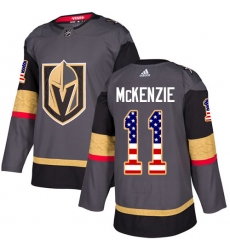 Men's Adidas Vegas Golden Knights #11 Curtis McKenzie Authentic Gray USA Flag Fashion NHL Jersey