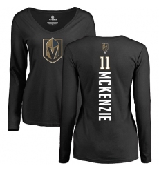 NHL Women's Adidas Vegas Golden Knights #11 Curtis McKenzie Black Backer Slim Fit Long Sleeve T-Shirt