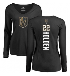 NHL Women's Adidas Vegas Golden Knights #22 Nick Holden Black Backer Slim Fit Long Sleeve T-Shirt