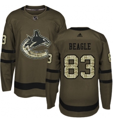 Men's Adidas Vancouver Canucks #83 Jay Beagle Authentic Green Salute to Service NHL Jersey
