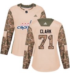 Women's Adidas Washington Capitals #71 Kody Clark Authentic Camo Veterans Day Practice NHL Jersey