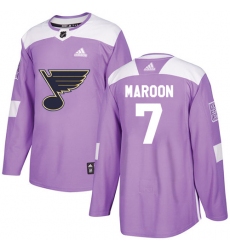 Youth Adidas St. Louis Blues #7 Patrick Maroon Authentic Purple Fights Cancer Practice NHL Jersey