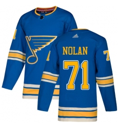 Men's Adidas St. Louis Blues #71 Jordan Nolan Authentic Navy Blue Alternate NHL Jersey