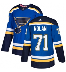 Men's Adidas St. Louis Blues #71 Jordan Nolan Authentic Royal Blue Home NHL Jersey