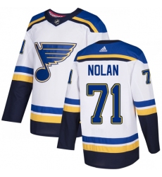 Men's Adidas St. Louis Blues #71 Jordan Nolan Authentic White Away NHL Jersey