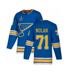 Men's St. Louis Blues #71 Jordan Nolan Authentic Navy Blue Alternate 2019 Stanley Cup Final Bound Hockey Jersey