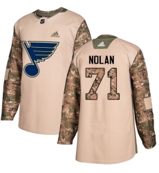 Youth Adidas St. Louis Blues #71 Jordan Nolan Authentic Camo Veterans Day Practice NHL Jersey