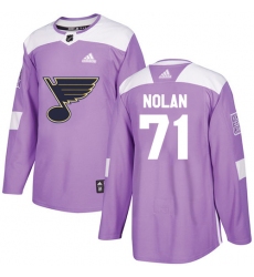 Youth Adidas St. Louis Blues #71 Jordan Nolan Authentic Purple Fights Cancer Practice NHL Jersey