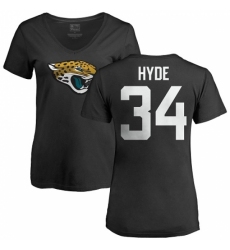 NFL Women's Nike Jacksonville Jaguars #34 Carlos Hyde Black Name & Number Logo Slim Fit T-Shirt