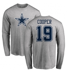 NFL Nike Dallas Cowboys #19 Amari Cooper Ash Name & Number Logo Long Sleeve T-Shirt