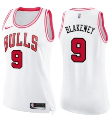 Women's Nike Chicago Bulls #9 Antonio Blakeney Swingman White Pink Fashion NBA Jersey