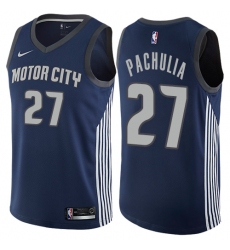 Men's Nike Detroit Pistons #27 Zaza Pachulia Swingman Navy Blue NBA Jersey - City Edition