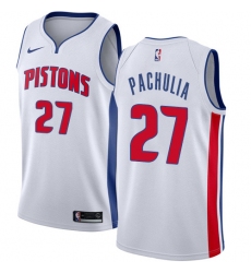 Men's Nike Detroit Pistons #27 Zaza Pachulia Swingman White NBA Jersey - Association Edition