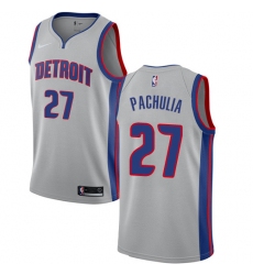 Youth Nike Detroit Pistons #27 Zaza Pachulia Swingman Silver NBA Jersey Statement Edition