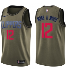 Men's Nike Los Angeles Clippers #12 Luc Mbah a Moute Swingman Green Salute to Service NBA Jersey