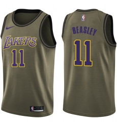 Youth Nike Los Angeles Lakers #11 Michael Beasley Swingman Green Salute to Service NBA Jersey