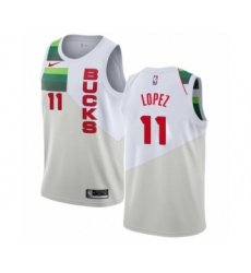 Men's Nike Milwaukee Bucks #11 Brook Lopez White Swingman Jersey - Earned Edition