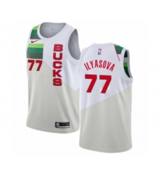 Men's Nike Milwaukee Bucks #77 Ersan Ilyasova White Swingman Jersey - Earned Edition