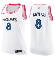 Women's Nike Minnesota Timberwolves #8 Jerryd Bayless Swingman White  Pink Fashion NBA Jersey