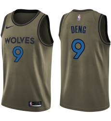 Youth Nike Minnesota Timberwolves #9 Luol Deng Swingman Green Salute to Service NBA Jersey