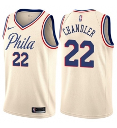 Men's Nike Philadelphia 76ers #22 Wilson Chandler Swingman Cream NBA Jersey - City Edition
