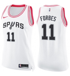 Women's Nike San Antonio Spurs #11 Bryn Forbes Swingman White Pink Fashion NBA Jersey