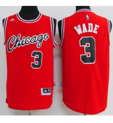 Chicago Bulls #3 Dwyane Wade Red Crabbed Typeface Throwback Stitched NBA Jersey