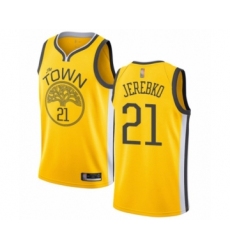 Men's Golden State Warriors #21 Jonas Jerebko Yellow Swingman Jersey - Earned Edition